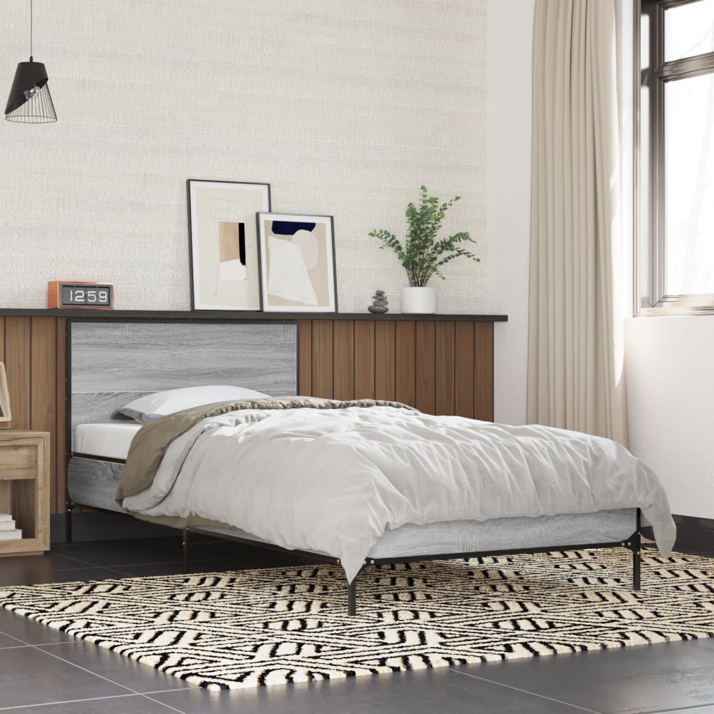 Bed Frame without Mattress Grey Sonoma 100x200 cm